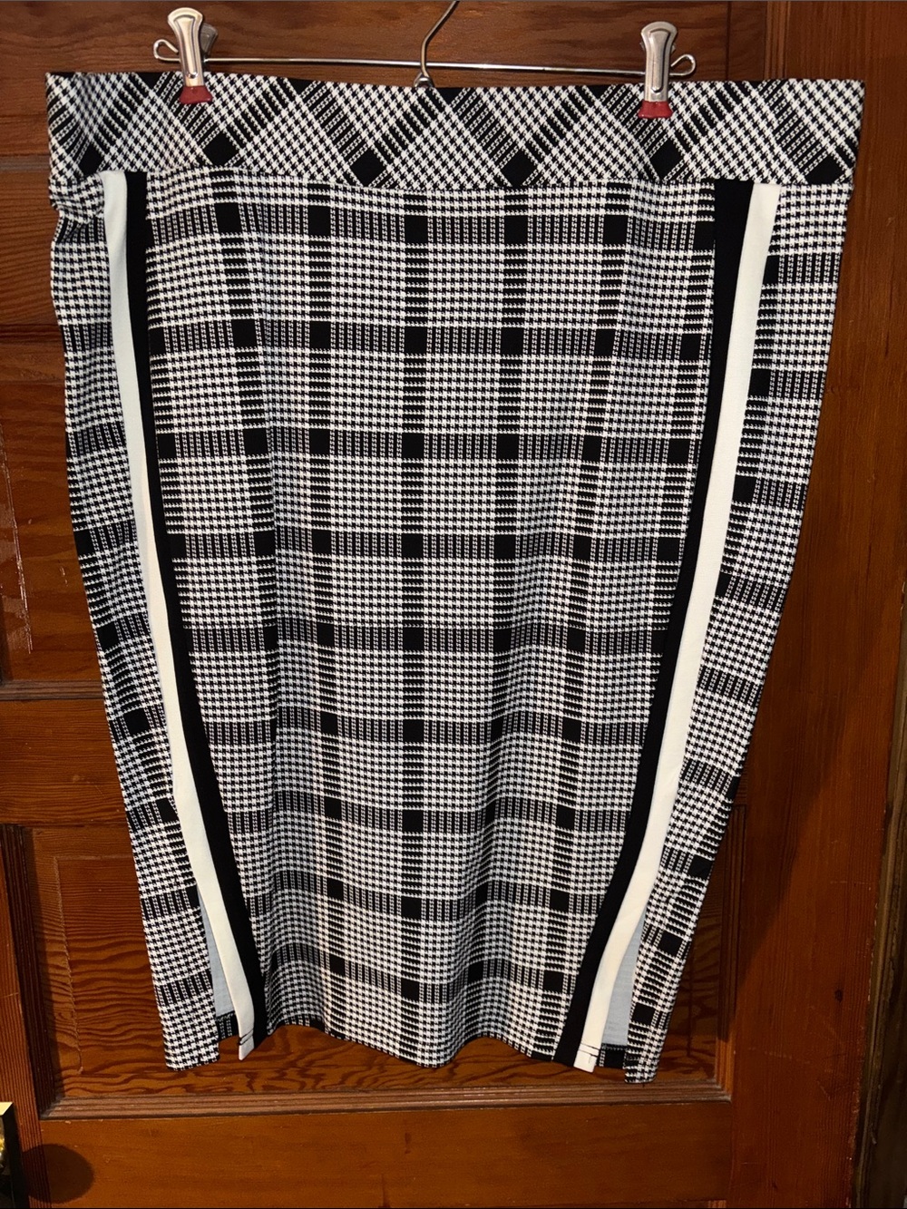 torrid Black & White Plaid Pencil Skirt with Side Stripe Detail